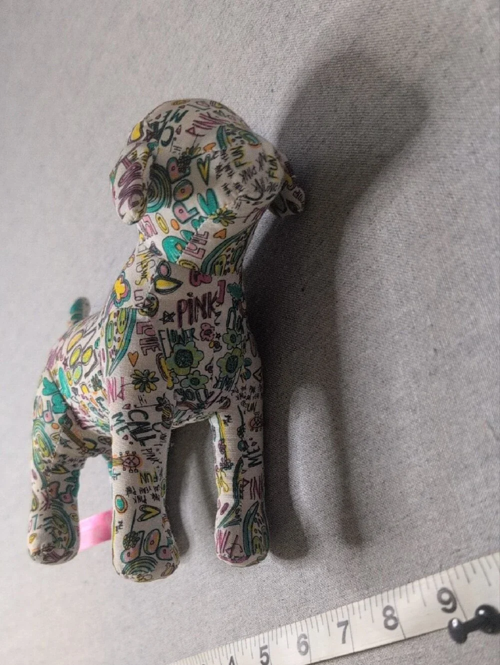 Victoria’s Secret PINK Dog Plush Doodle Print Stuffed Animal 8” Toy